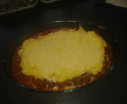 Gratin de polenta bolognaise