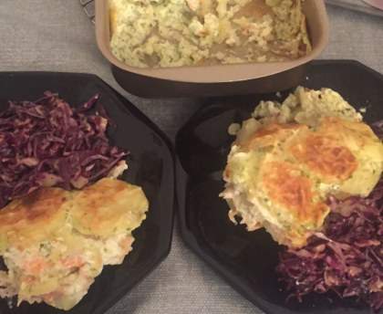 Gratin de pomme de terre et  de saumon fumé