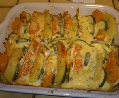 Gratin de potimarron et courgettes