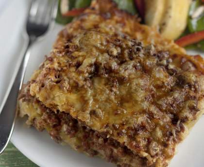 Gratin de ravioles aux poireaux et à la viande