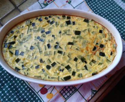Gratin de riz, saumon et courgettes
