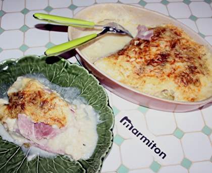 Gratin d'endives au jambon et au fromage