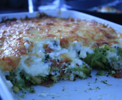 Gratin gnocchis, brocolis et pignons de pin