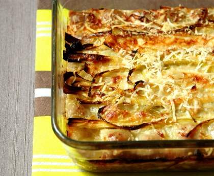Gratin poireau ravioles