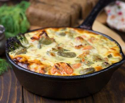 Gratins de saumon, courgette et chèvre