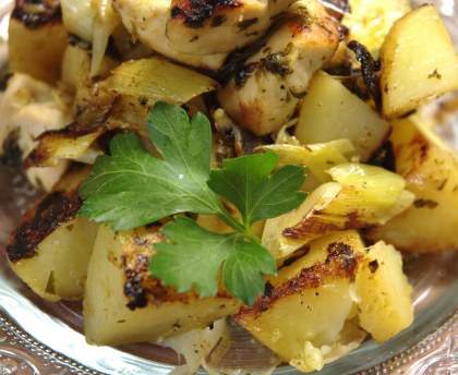 Grenailles aux poireaux et poulet