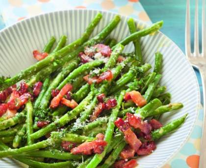 Haricots verts à la carbonara