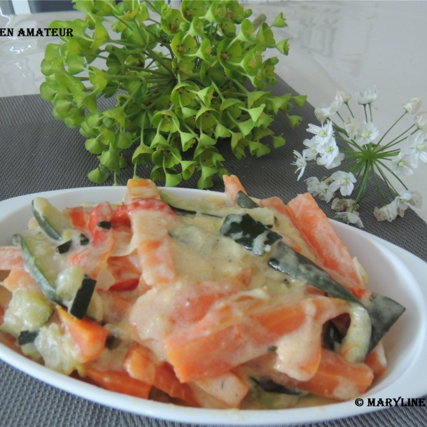 Julienne de légumes à la crème et moutarde
