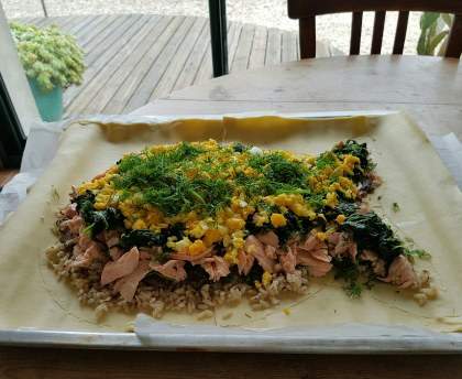 Koulibiac de saumon et épinards