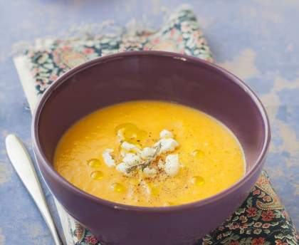 La soupe du lundi soir (potiron - curry - chèvre)