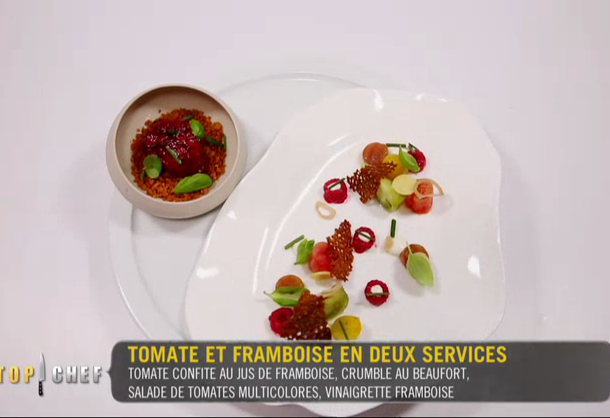 L'association de la tomate et de la framboise en deux services