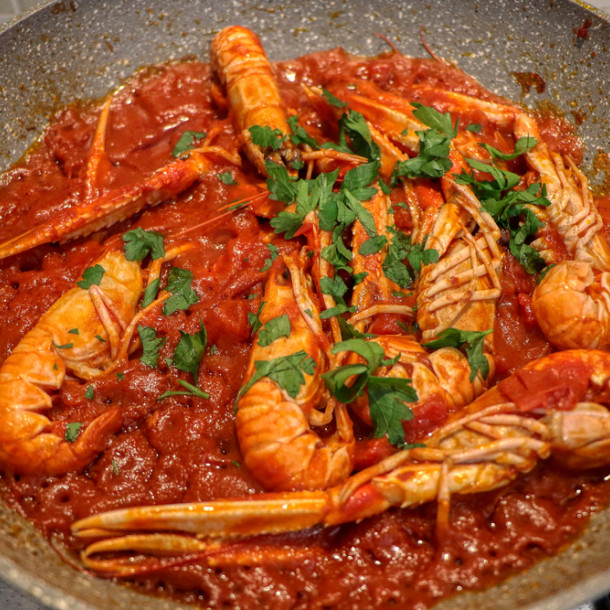 Langoustines au coulis de tomate