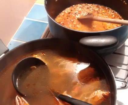 Langoustines et risotto à l'orange, salade de mâche