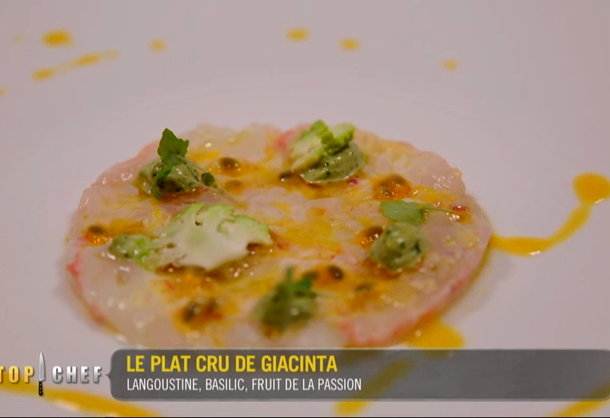 Langoustines, fruits de la passion, basilic