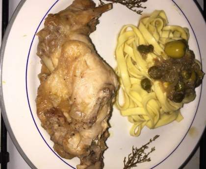 Lapin aux câpres et aux olives