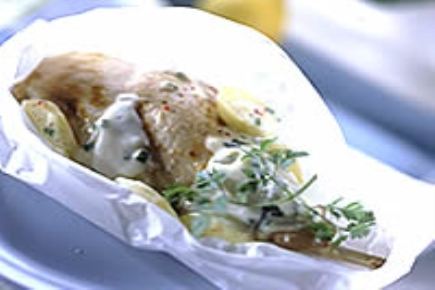 Lapin en papillote aux poireaux et tomates