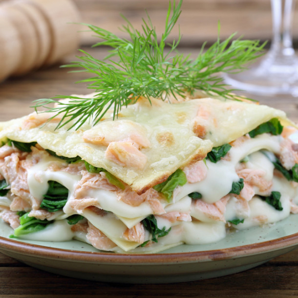 Lasagne aux blettes et au saumon