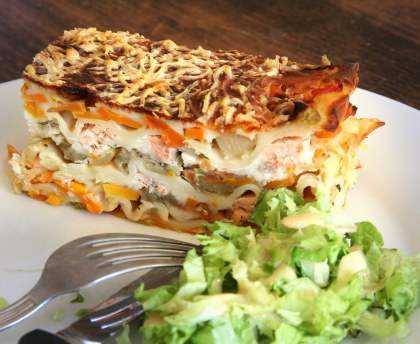 Lasagne saumon et julienne de légumes