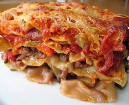 Lasagnes à la viande et légumes du soleil