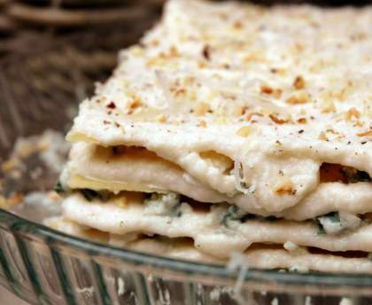 Lasagnes au Bleu, chou-fleur et noix