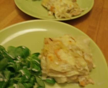 Lasagnes au poulet et lait de coco