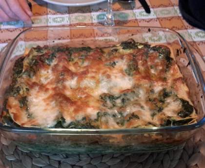 Lasagnes aux épinards, saumon fumé et ricotta