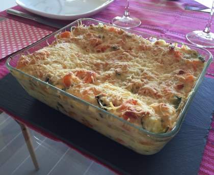 Lasagnes aux légumes et lardons