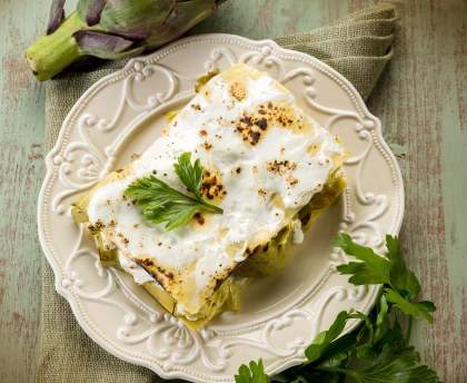 Lasagnes de daurade aux artichauts