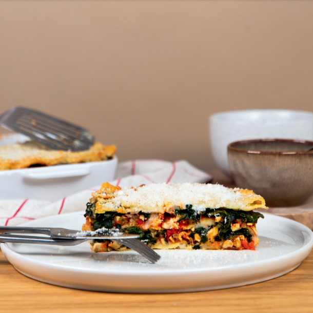 Lasagnes forestières au tofu et aux épinards 
