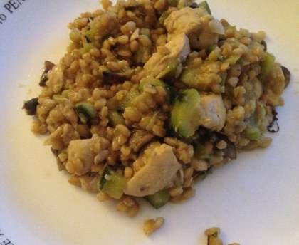 Le risotto d’épeautre poulet courgette