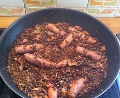Lentilles aux chipolatas et lardons