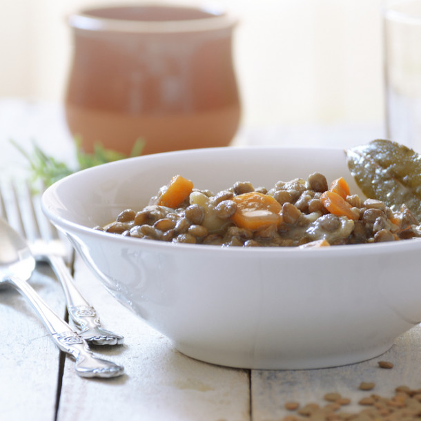 Lentilles cuisinées aux légumes