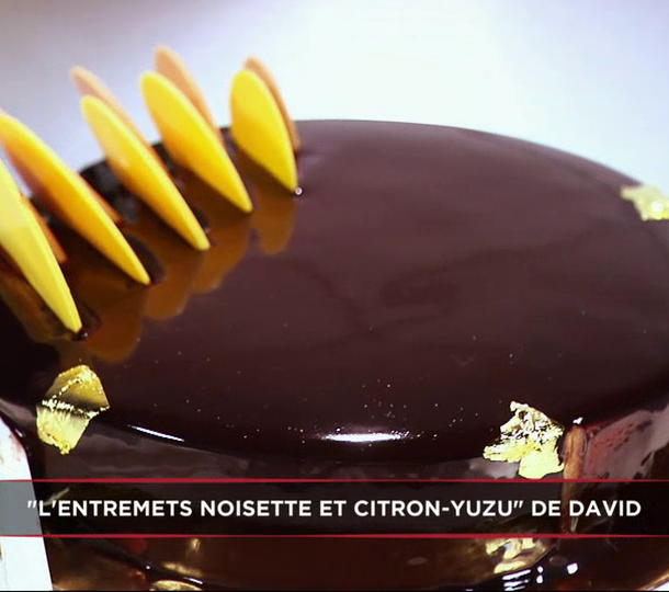 L’entremet noisette, citron et yuzu