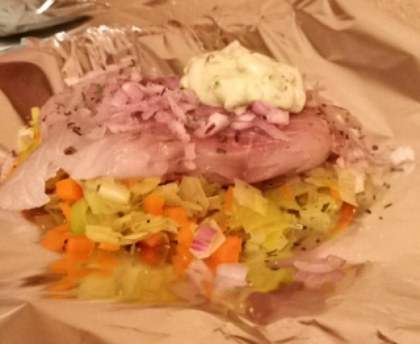 Lieu noir sauce béarnaise en papillote