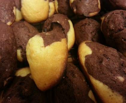Madeleines au chocolat et à la vanille