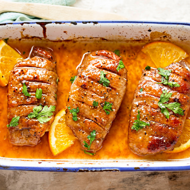 Magret de canard à l'orange au vinaigre balsamique