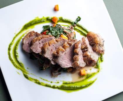 Magret de canard et son duo d’épinards