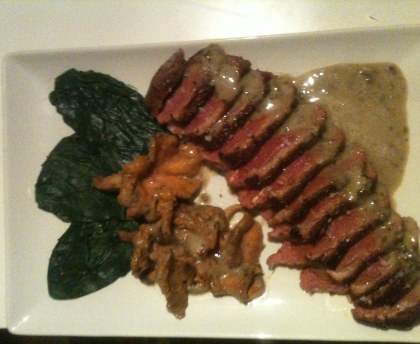 Magret de canard forestier aux épinards