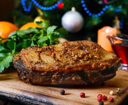 Magret de canard rôti sauce moutarde et 5 baies