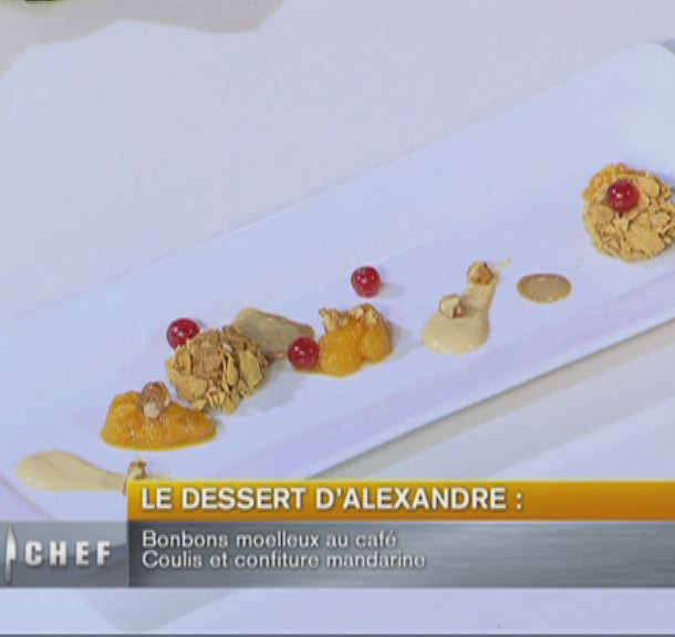 Marmelade de clémentines, bonbons de café et écume amère