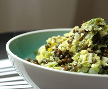 Mijoté de chou vert et lentilles