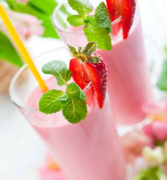 Milk shake onctueux aux fraises
