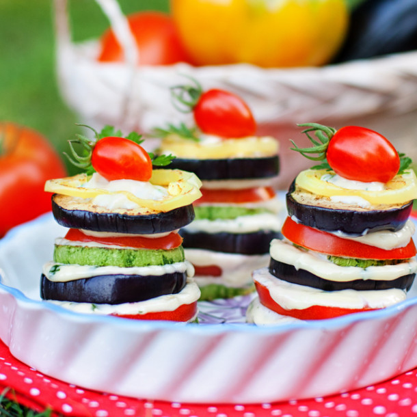 Mille-feuille de légumes au chèvre
