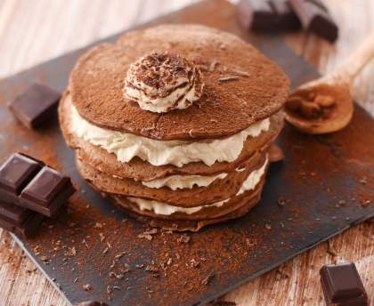 Mille-feuille de pancakes au chocolat
