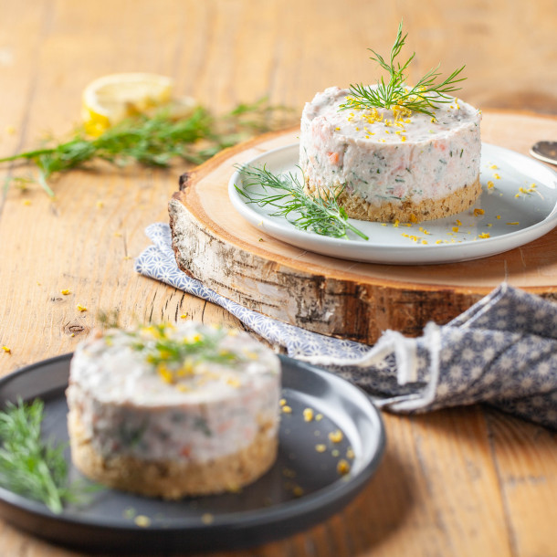 Mini-cheesecake au saumon fumé et à l’aneth