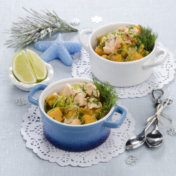Mini cocotte de saumon au potiron
