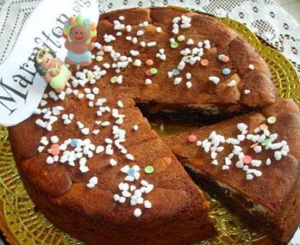 Moelleux au chocolat, langues de chat et pommes
