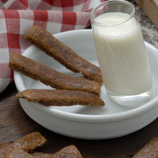 Mouillettes de blé noir, crème de bacon