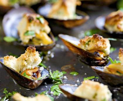 Moules farcies au beurre d'amandes