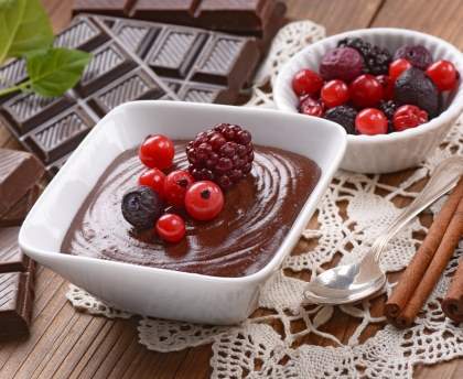 Mousse au chocolat et aux groseilles 